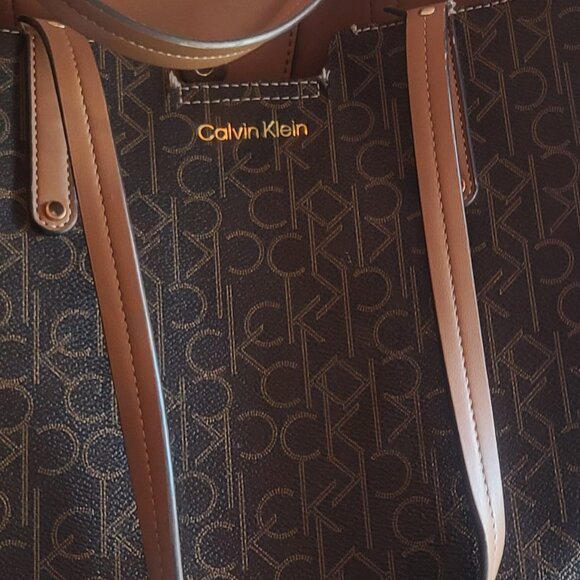 Calvin Klein Allover Monogram Logo Large Tote and Crossbody Combo - Picture 3 of 6